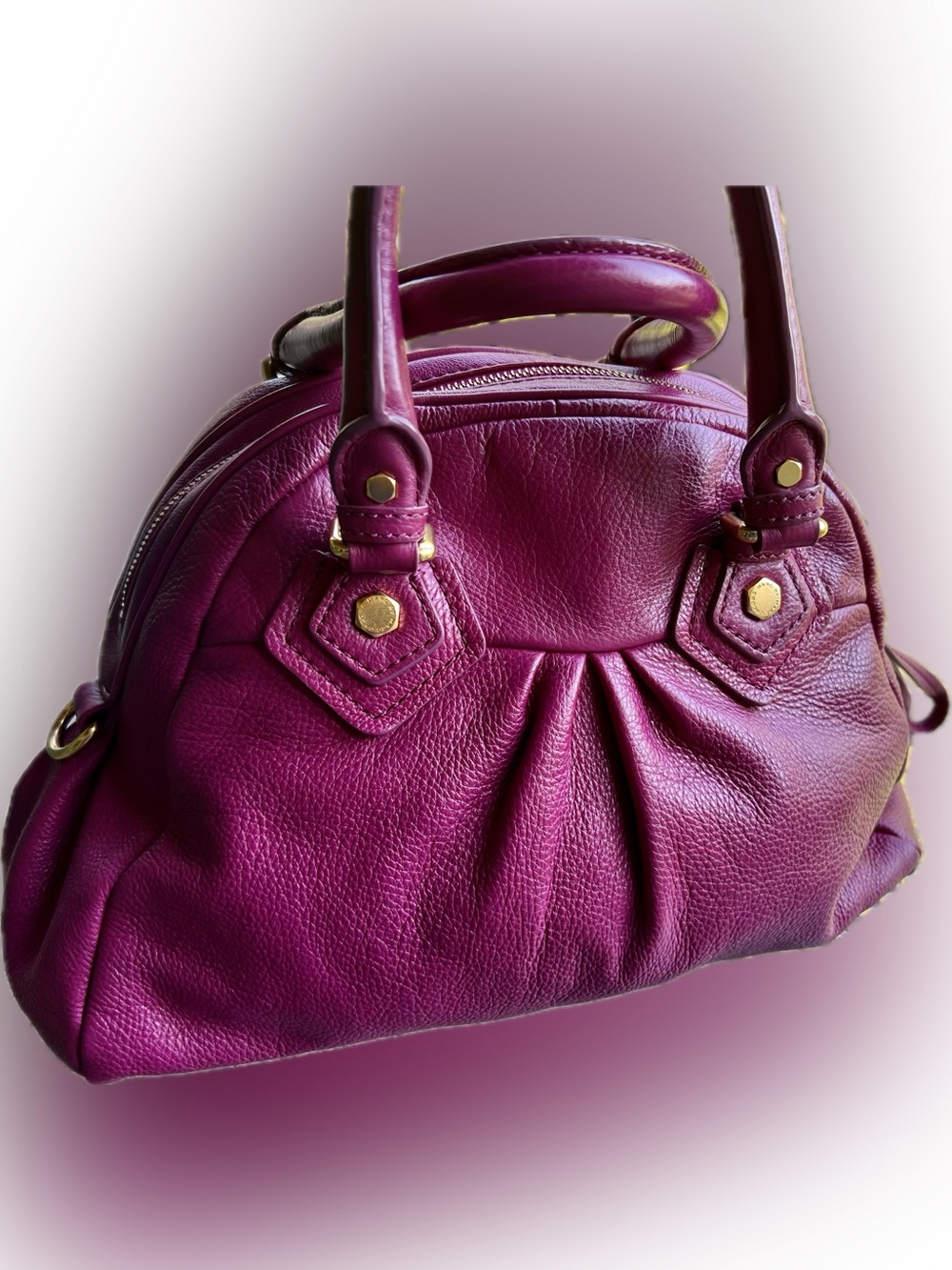 Marc by Marc Jacobs Plum Leather Dome Satchel with Gold Hardware